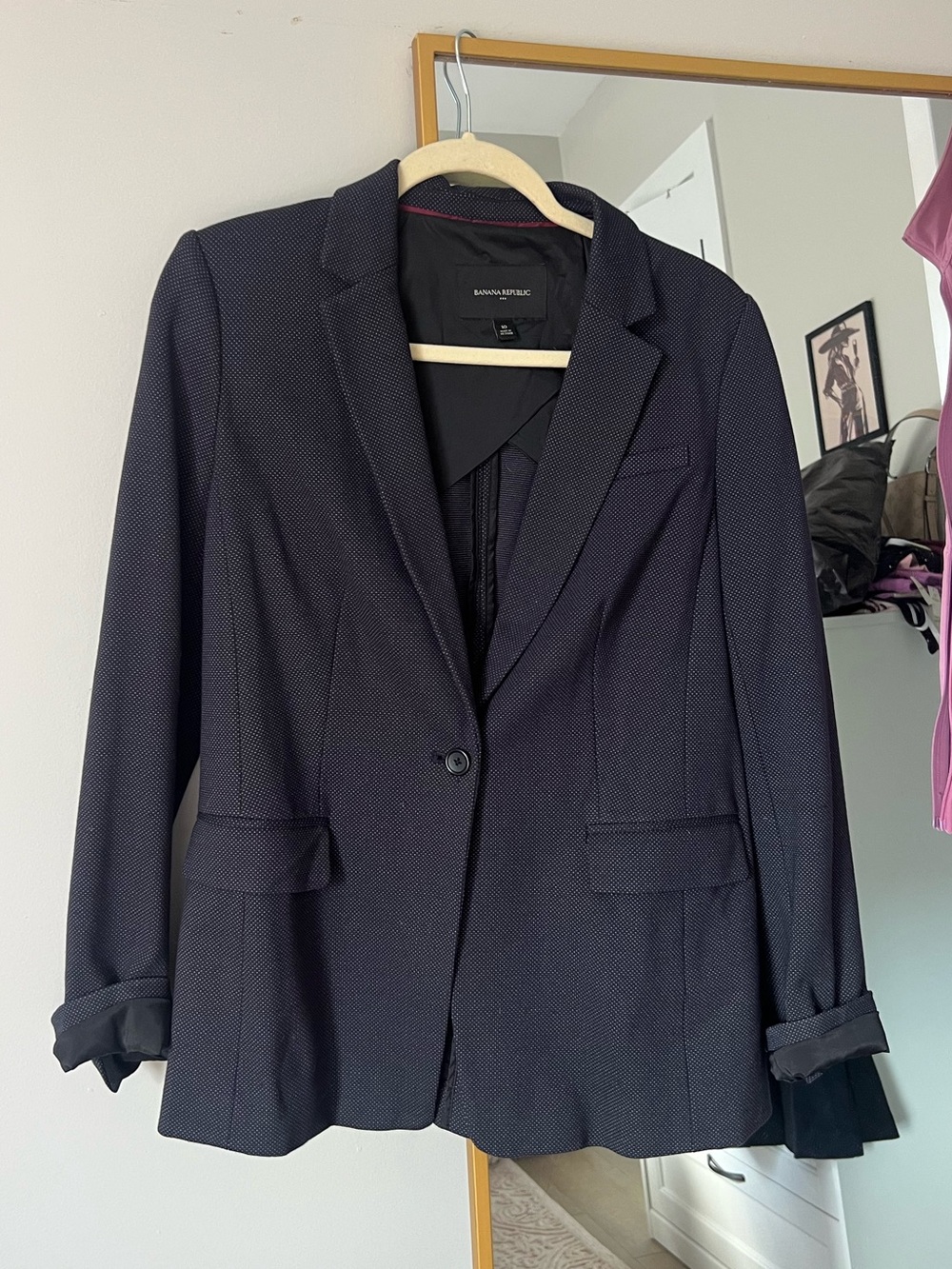 Banana Republic Polka Dot Textured Single-Button Blazer